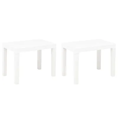 vidaXL Bănci de grădină, 2 buc., alb, plastic