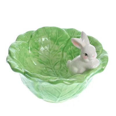Bol decorativ din ceramica cu iepuras 16 cm