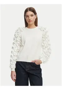 Pulover dama - alb - regular fit - maneca lunga - viscoza