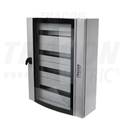 Cutie distrib.metalica cu usa curbata din sticla securizata TGE607520 600×750×200mm / 96M (4×24 mod)