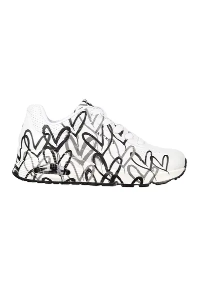 Pantofi sport cu talpa wedge Uno Spread The Love - Alb - Gri - Alb/Gri