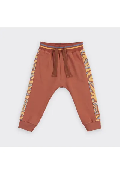 Pantaloni sport - Wave Crew - Portocaliu cu model - pentru baietei - Caramiziu