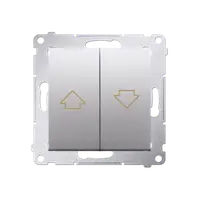 Buton control jaluzele cu comanda multipla roleta, 10A, 250V~, cleme cu surub, silver mat metalic