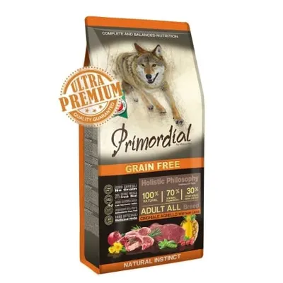 Primordial Grain Free Holistic Dog Adult All Breed cu Mistret si Miel, 12 kg