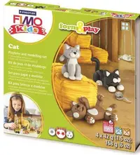 Set de lut polimeric Staedtler Fimo Kids - 4 x 42g, Cats