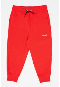 Pantaloni de trening cu croiala conica si logo - Rosu