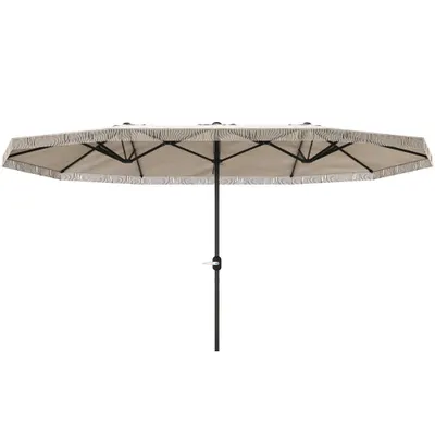 Outsunny Umbrelă de Grădină cu Două Fețe și Mâner cu Manivelă Ușor de Utilizat, 450x265x260 cm, Alb Crem | Aosom Romania