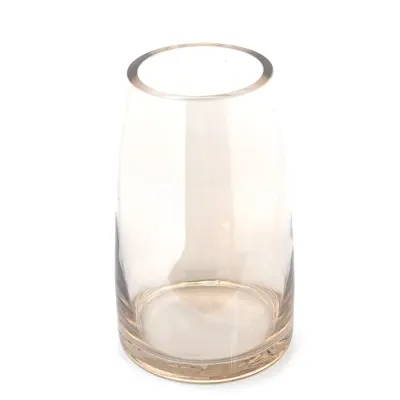 Vaza decorativa din sticla transparenta cu tenta bej 25 cm