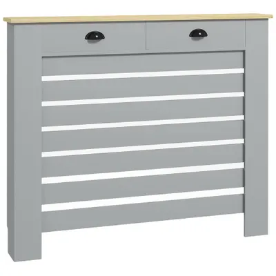 HOMCOM Acoperiș pentru calorifer din MDF cu doghe, cu 2 sertare, 111x19x95.5 cm, Gri | Aosom Romania
