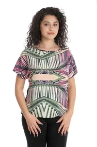 Bluza dama CV24041 vernil & fucsia asimetric, Cesy | marimea M