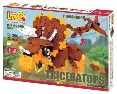 Set de construcție pentru copii LaQ Dinosaur World - Triceratops & Pteranodon, 304 piese