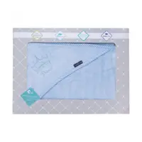 Prosop din fibra de bambus cu gluga pentru bebelusi si copii Hands-free Prince Blue 85x85cm
