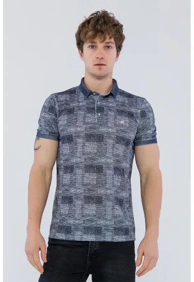 Tricou polo cu imprimeu - Alb/Bleumarin