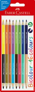 Set de creioane colorate Faber-Castell Bicolor - 8 buc, 16 culori