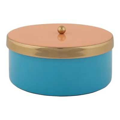 Cutie de depozitare albastră din metal decorativă ø 16x6 cm Double Funky – PT LIVING