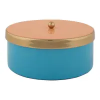 Cutie de depozitare albastră din metal decorativă ø 16x6 cm Double Funky – PT LIVING