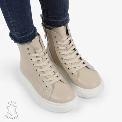 Ghete dama din Piele Naturala CRL0652 BEJ