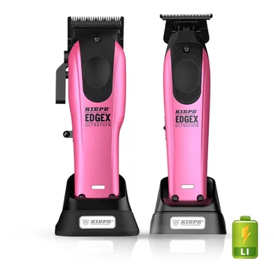 Set EDGE X - KIEPE - Masina de tuns + Masina de contur - Ultra Thin - Roz