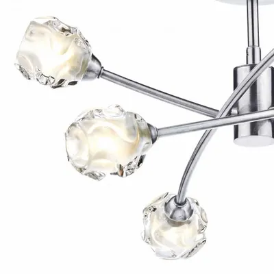 Plafoniera Seattle 6lt Semi Flush Satin Chrome & Sculptured Glass