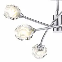 Plafoniera Seattle 6lt Semi Flush Satin Chrome & Sculptured Glass