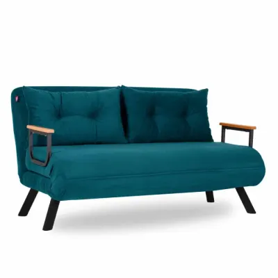 Canapea extensibila SANDO, 2 locuri, verde petrol, 133x78x78 cm
