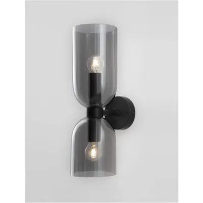 Plafoniera PALMER Fumuriu Sticla & Negru Metal Baza LED E14 2x5 Wat 230 Volt IP20 Fara bec