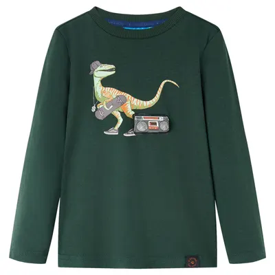 Tricou pentru copii cu mâneci lungi verde închis 104