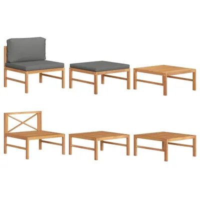 Gossi set mobilier gradina cu perne gri inchis, 3 piese, lemn de tec