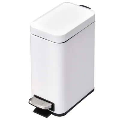 HOMCOM Cos de Gunoi cu pedala Pentru Bucatrie, Cos Igienic si confortabil, Capacitate 5 l, 29.2 x 14 x 32 cm, Metal, Alb