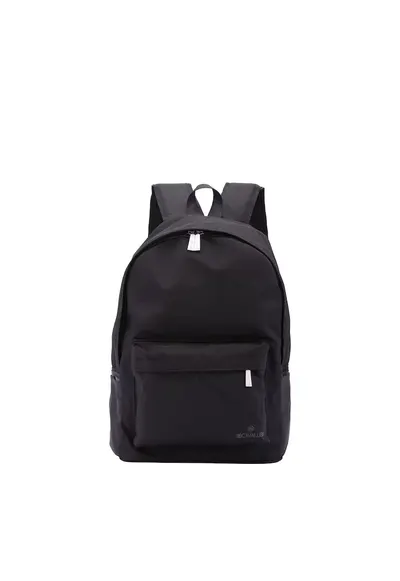 Rucsac din material textil cu buzunar frontal - Negru