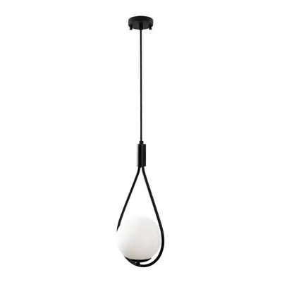 Lustră neagră cu abajur din sticlă Sessiz – Opviq lights