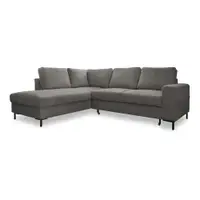 Colțar gri extensibil cu tapițerie din catifea reiată (cu colț pe partea stângă ) Lofty Lilly – Miuform