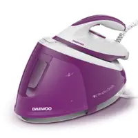 Statie de calcat cu cu aburi Daewoo, 2400W, rezervor 1800 ml, talpa ceramica, jet abur 240 g/min, debit abur continuu:120 g/min, abur vertical, sistem anti-calcar, mod Eco, oprire automata, Violet