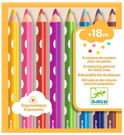 Set creioane colorate Djeco - 8 bucati, Pentru cei mici