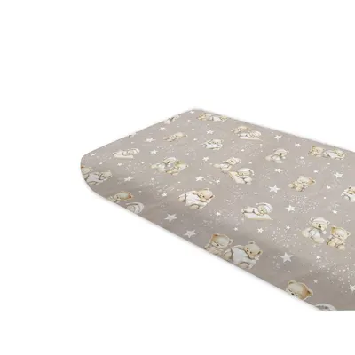 Cearceaf cu elastic, MimiNu, Pentru pat 160x80 cm, Din bumbac certificat Oeko Tex Standard 100, Bedtime story beige