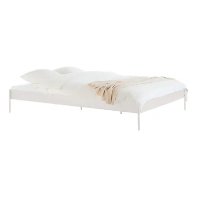 Pat matrimonial alb din oțel fără tăblie cu somieră 180x200 cm Eton Basic – noo.ma