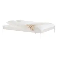 Pat matrimonial alb din oțel fără tăblie cu somieră 200x200 cm Eton Basic – noo.ma