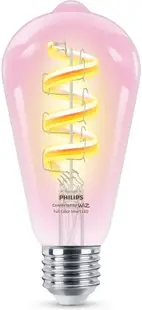 Bec inteligent Philips - Filament, 6.3W LED, E27, ST64, RGB, dimmer