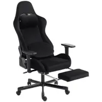 HOMCOM Scaun Gaming Ergonomic cu Masaj și Pernă Lombară Încălzită, Fotoliu Gaming Înclinat din In, Brațe 4D, Negru | Aosom Romania