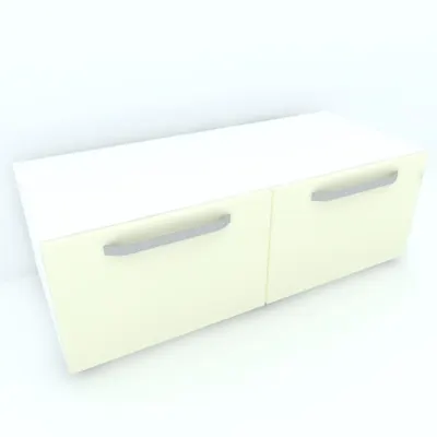 Armonia Comoda alba cu 2 sertare cu manere fronturi MDF Vanilie