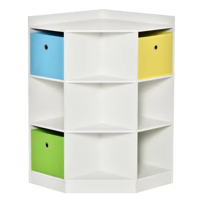 HOMCOM Raft de depozitare pentru copii, 3 sertare din netesut, MDF, antirăsturnare, Alb | Aosom Romania