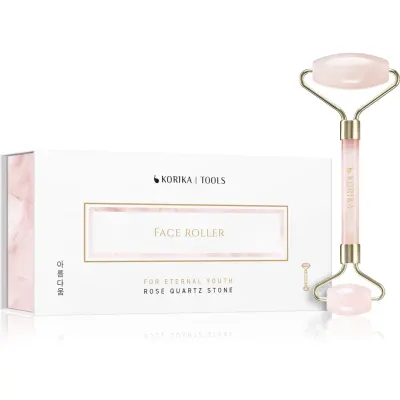 KORIKA Tools Face Roller Green Jade Stone rolă pentru masaj faciale Quartz Roller Pink 1 buc