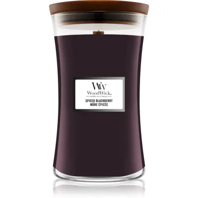 Woodwick Spiced Blackberry lumânare parfumată cu fitil din lemn 609.5 g