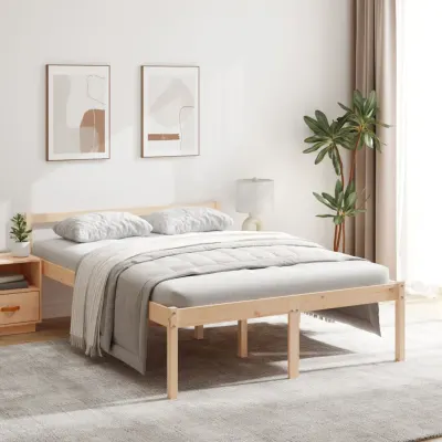 vidaXL Pat pentru seniori, 140x190 cm, lemn masiv de pin
