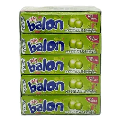 Gumă de mestecat Mybalon Tattoo aromă măr 18g, 20 bucăți cutie Engros