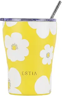 Cană termică cu pai Estia Save the Aegean - Yellow Daisy, 350 ml