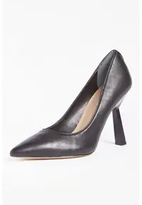 Pantofi sport de piele cu logo perforat si varf ascutit - Negru