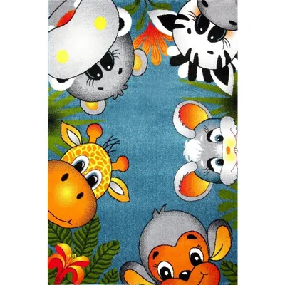 Covor pentru Copii, Kolibri Animalute 11058, Albastru, 300x400 cm, 2300 gr/mp
