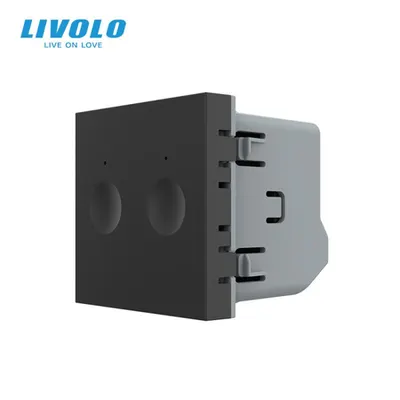 Modul intrerupator dublu tactil, control draperie, Protocol Zigbee Negru