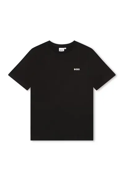 Tricou din bumbac cu imprimeu logo discret - Negru